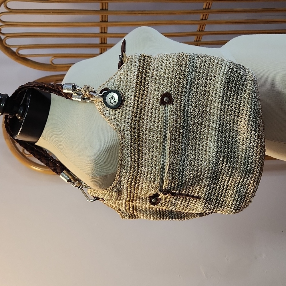 The Sak Indio crochet satchel tan cream brown purse Woven Fall Autumn Beach